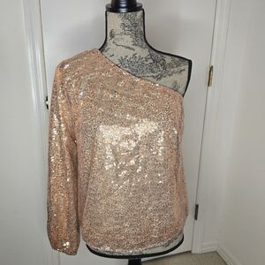 Cupshe Sequin One-Shoulder Blouse - Gold NWT Medium